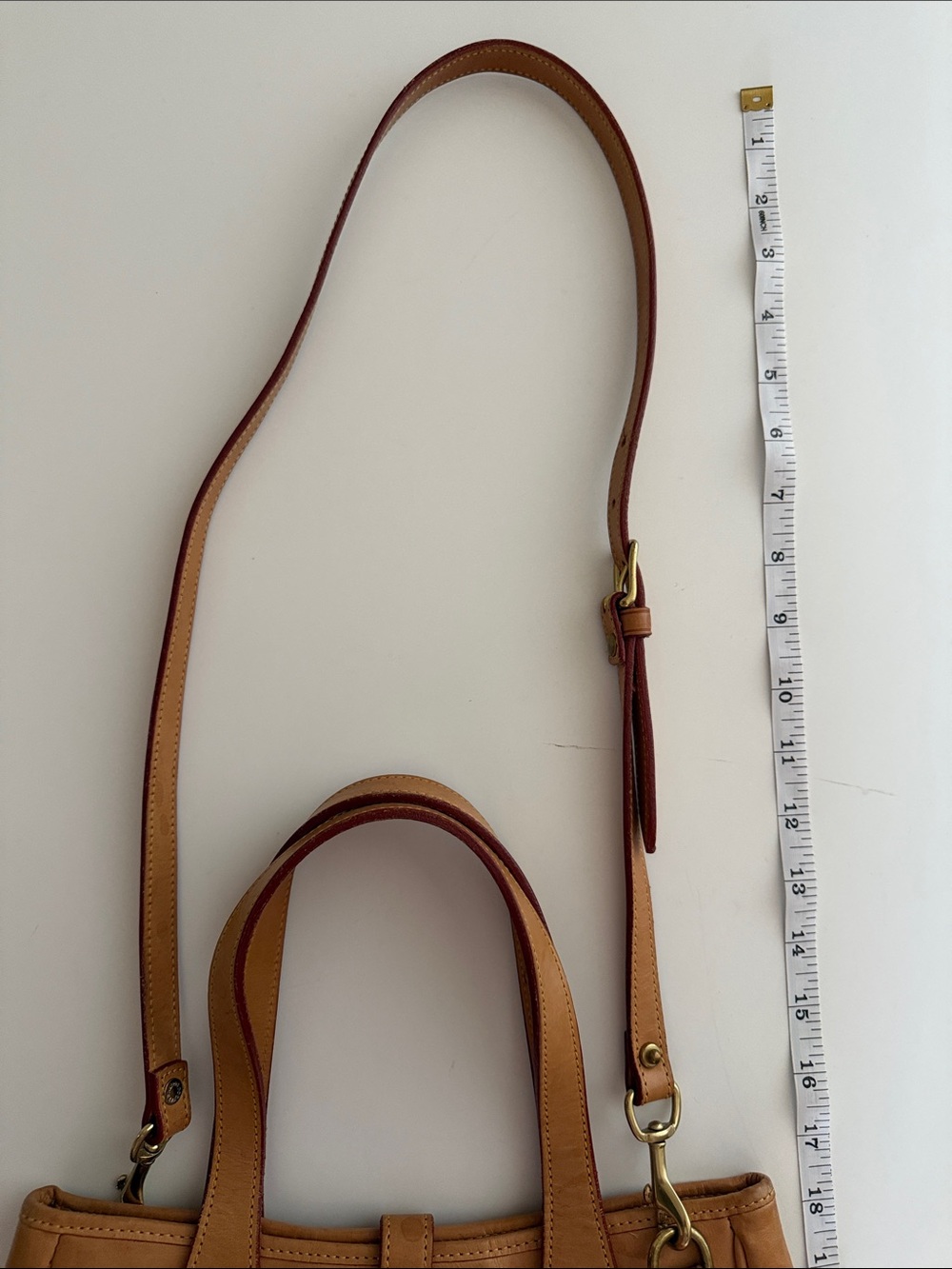 Dooney & Bourke Vintage Cabriolet Red Canvas and Tan Leather Shoulder Bag - Picture 9 of 16